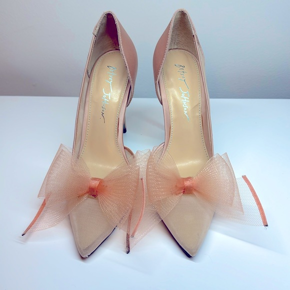Betsy Johnson Shimmering Satin Heels with Bow detail - Picture 2 of 8